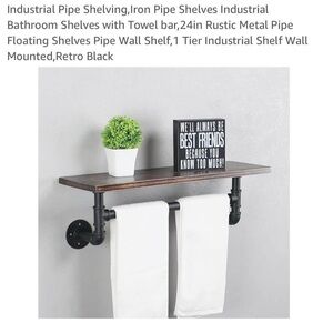 Industrial Black Pipe Towel Bar